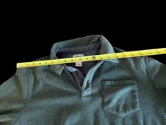 Mens LL Bean Long Sleeve Shirt Large Outdoor Army Green 1/4 Button Pull On