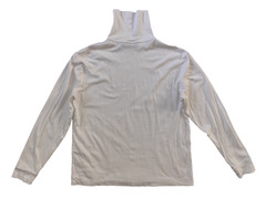 Mens Murano Liquid Luxury Long Sleeve Turtle Neck White Cotton Pullover Shirt L