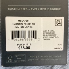 Men’s MAX241116 Essential Breathable Pocket T-Shirt Muted Denim XXL 2XL