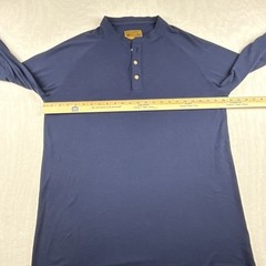 Venado Shirts Men XL Henley Long Sleeve Blue 3 Button Collar Poly Rayon Blend