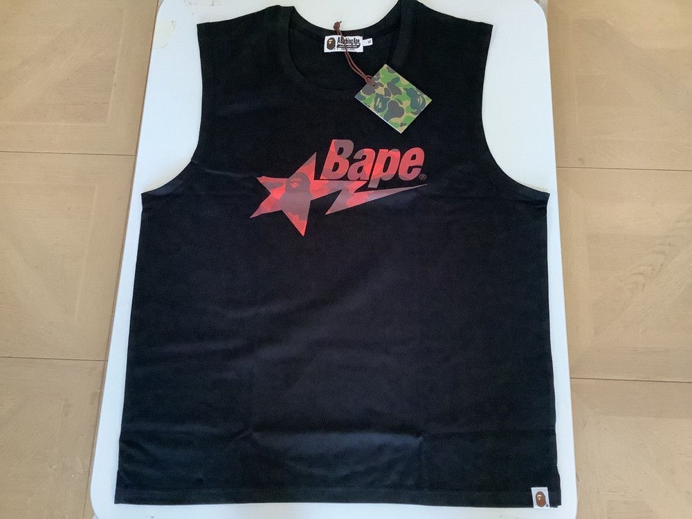 Authentic a bathing ape bape color camo bape sta tank top black L XL 2xl new