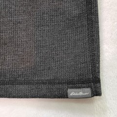 Eddie Bauer Mens XL Charcoal Gray Fleece Lined Waffle Knit Henley Shirt