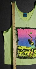 Vintage 1990 Body Ragz Volleyball Tank Top Neon Green Sz Med Oasis Zoo Crew Rare