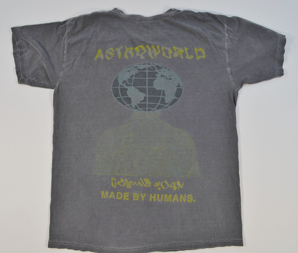 Travis Scott Astroworld Coming Soon Made by Humans Shirt Faded Large