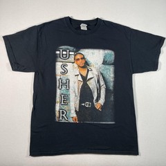 Usher Shirt Mens Large Black 2010 OMG Tour Concert Rap Tee R&B Double Sided