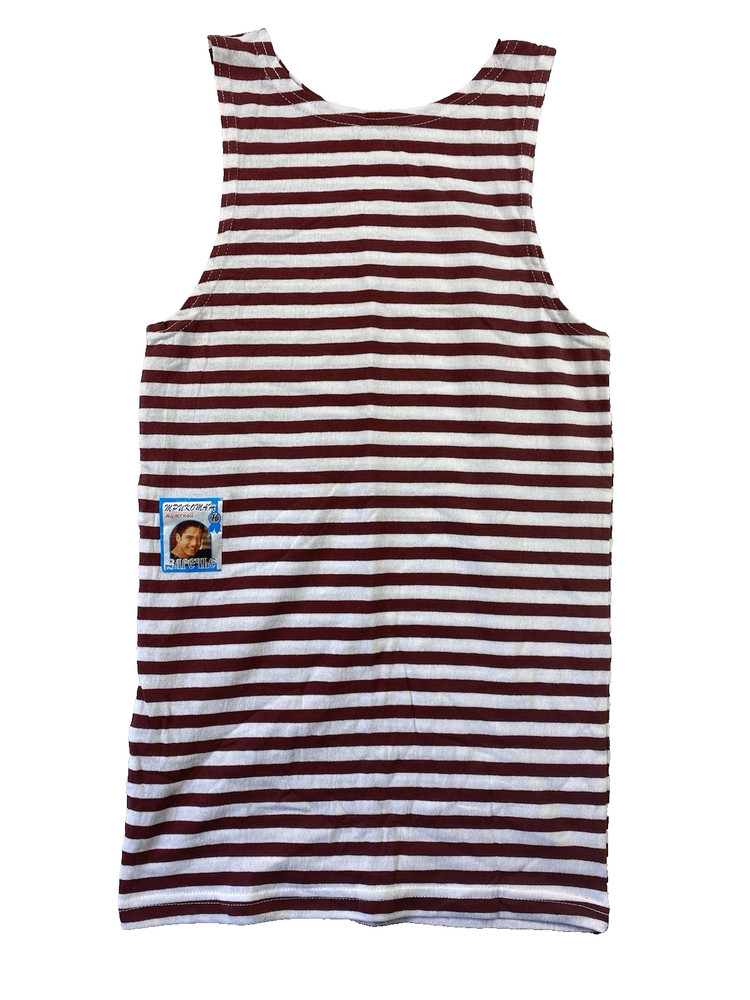 VINTAGE Breton Stripe Sailor Tank Top Shirt Mens XS Red White Russian Telnyashka