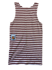 VINTAGE Breton Stripe Sailor Tank Top Shirt Mens XS Red White Russian Telnyashka