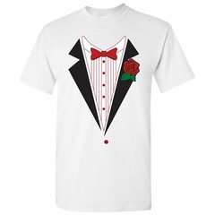 Tuxedo with Rose – Classy Formal Funny Party Bowtie T Shirt