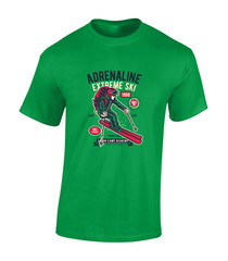 ADRENALINE EXTREME SKI MENS T SHIRT SKIING DESIGN COOL HOLIDAY CLOTHING GIFT TOP