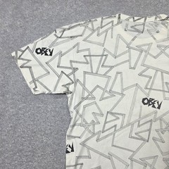 Vintage Obey Shirt Mens M White Geometric All Over Print Single Stitch 90s Tee