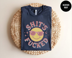 Funny Smiley Face T Shirt Sarcastic Graphic Tee Retro Aesthetic Top Adult Humor