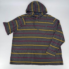 Polo Ralph Lauren Mens 2XB Grey Striped Long Sleeve Hooded T-Shirt Pony Logo