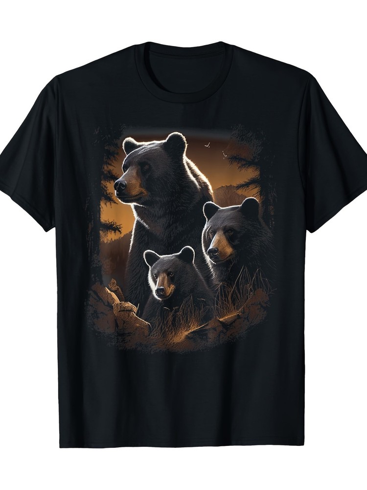 Three Black Bear Animal graphic Men’s T-shirts -100% cotton -220g