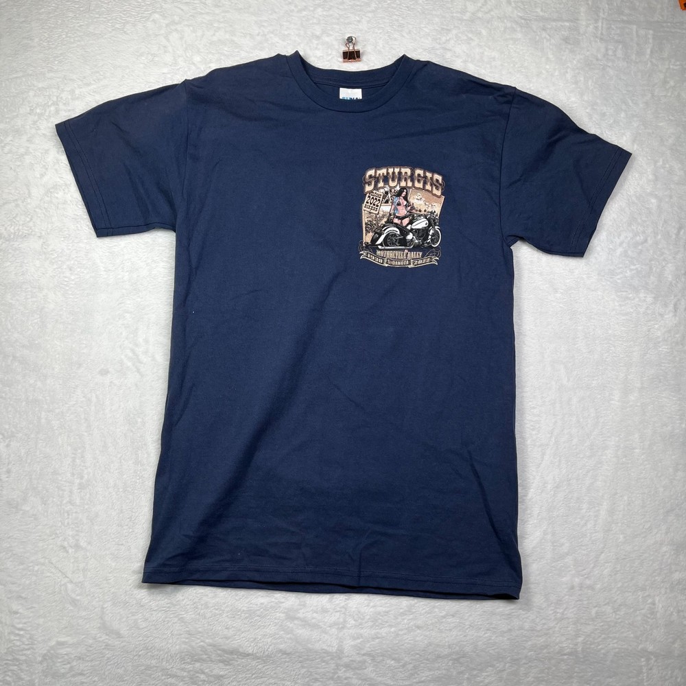 Suna Welcome 2022 Bikers T Shirt Mens M Blue Sturgis Motorcycle Rally Dakota
