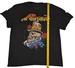 Poison Band T-Shirt Men Size XL Black Rock and Roll Skull Punk Rock Thrashed