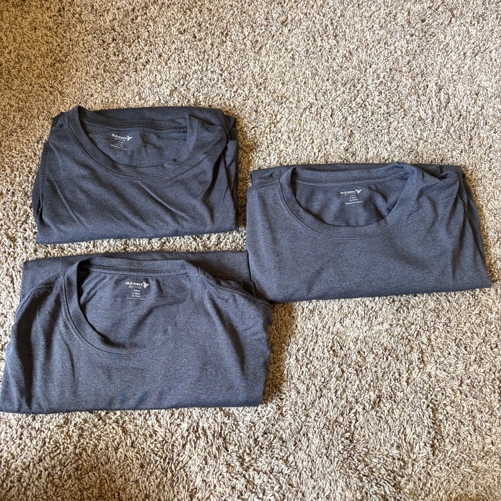3-Pack Old Navy Men’s Active Core Crew Neck Long Sleeve T-Shirt Large Tall Gray