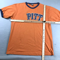 VTG PITT Shirt Mens Large Orange Cotton Contrasting Trim Pittsburgh Panthers Tee