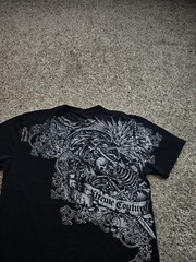 Xtreme Couture T Shirt Mens Large Black Skull Graphic Gothic Short Sleeve