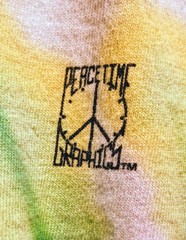 Peace Time Tie-Dye TShirt L Single Stitch Cotton T Shirt Stains 1990 Fruit Loom