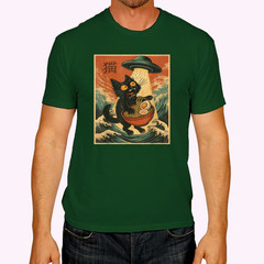 Cat Ramen UFO Funny Japanese Anime Tee Men Women Teens T-Shirt