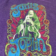 Janis Joplin Peace Of My Heart Slim Fit Mens T shirt Size Large Light Purple