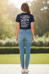 Screen Print Tee W/O Tag Measures Medium Adult Black With Wife Tribute On Back