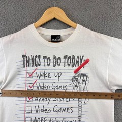Hybrid Tees Mens White Graphic T Shirt Things To Do Today Video Games Guitar M