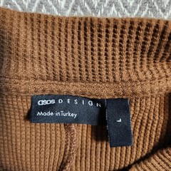 ASOS DESIGN Mens Brown Waffle Knit T-Shirt Short Sleeve 100% Cotton Large L