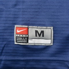 Vintage 90s Nike Team Mens Blue Short Sleeve Soccer Shirt Ribbed Swoosh Size M