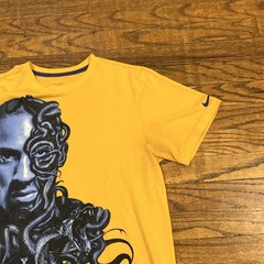 RARE Kobe Bryant Lakers Black Mamba Snakes Nike Dri-Fit Yellow Shirt Adult S