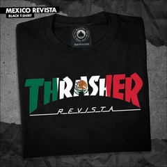 Thrasher Magazine MEXICO REVISTA LOGO Skateboard T Shirt BLACK
