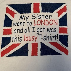Vintage 1980s “My Sister Went to London” Funny Graphic L T-shirt FREE SHIPPING