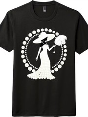 Elegant Flapper Lady with Pearls Art Deco Graphic T-Shirt