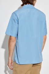 NWT Gucci Web Trim Cotton Poplin Camp Collar Shirt Light Blue IT 48 Authentic