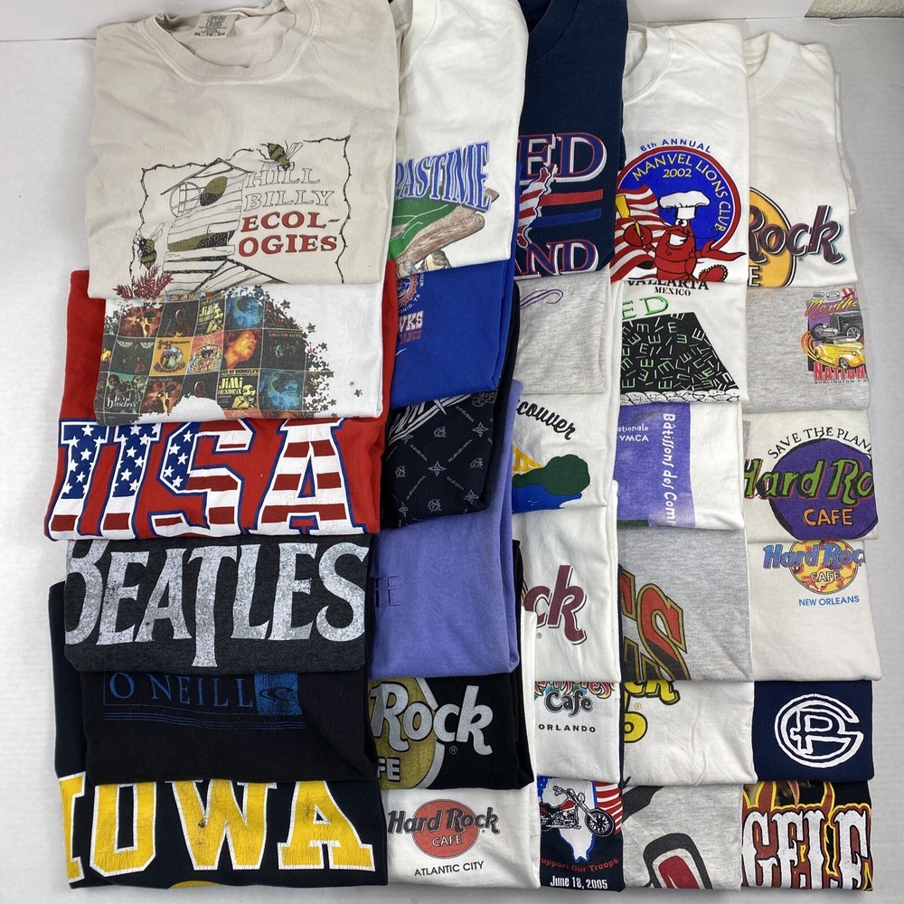 Wholesale Lot of 30 Modern/Vintage Mix Short Sleeve Tee Shirts (Sizes In Desc)