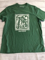 Eddie Bauer Shirt Mens Large Green El Capitan Graphic Tee Tagless Outdoor Nature