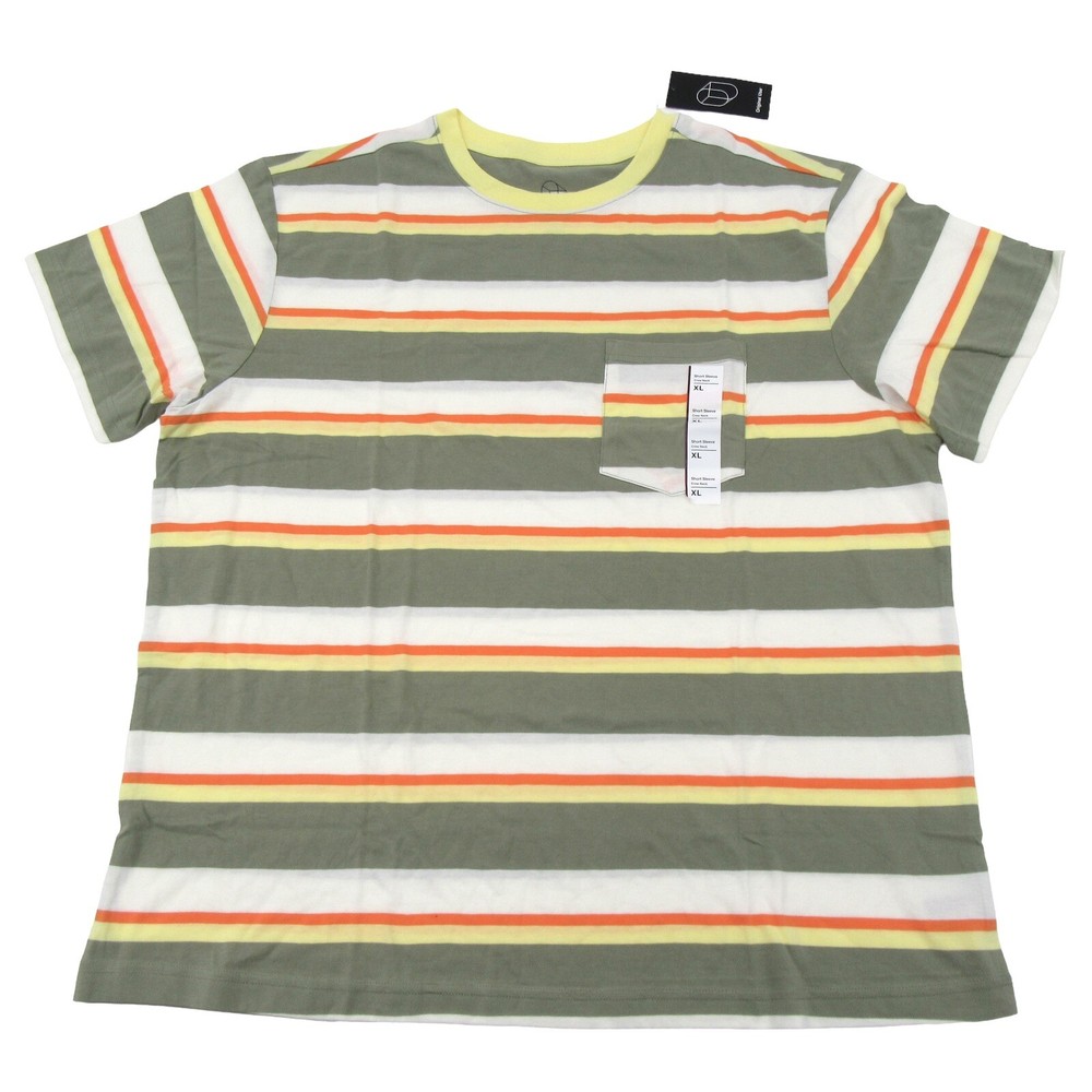 Original Use Mens Size XL Crew Neck Short Sleeve T-Shirt Striped Restful Green
