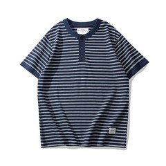 Mens Sailor’s Shirt Striped T-Shirt Retro Classic Henry Short Sleeve Cotton TEE