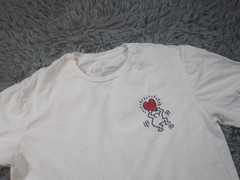 Keith Haring Shirt Mens Large White Heart Dancing Graphic Art Tee Back Print