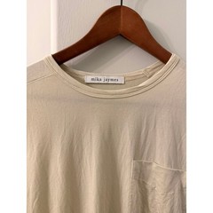 Mika Jaymes Pocket Tee Mens Small Cream Modal Spandex Short Sleeve T-Shirt