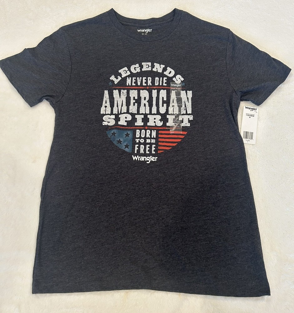 Wrangler Men’s T-Shirt- light,soft material-legends never die logo- Medium-NEW-