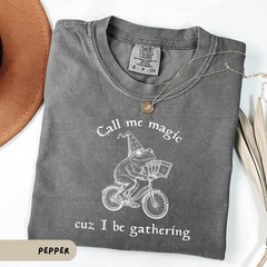 Frog Wizard Graphic Tee Magical Bicyclist T-Shirt Witchcore Aesthetic Apparel