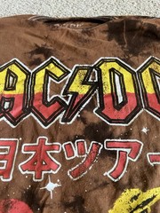 AC/DC Japan Tour 1981 Brown Tie Dye T-Shirt Mens Size Medium