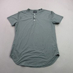 Cuts Shirt Mens Medium Short Sleeve Henley Crew Neck Buttons Pullover Green