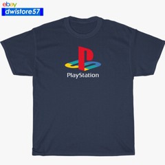 Playstation Play Station Classic Logo Black/Navy/Sport Grey T-Shirt S-5XL
