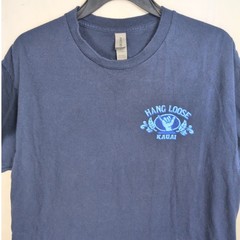 Hawaiian Hang Loose Kauai tshirt blue Size Lrg Gildan Surfer Retro Beach Casual