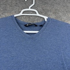 Travis Mathew Shirt Mens XL Blue Short Sleeve V-Neck Golfing Cotton Lightweight