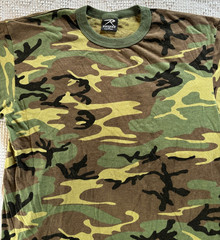 Vtg Rothco Camo T Shirt Woodland Camoflage Mens XL Made In USA