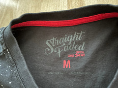 Straight Faded Embroidered Space Rocket Graphics BLACK Pocket Tshirt – Men’s M