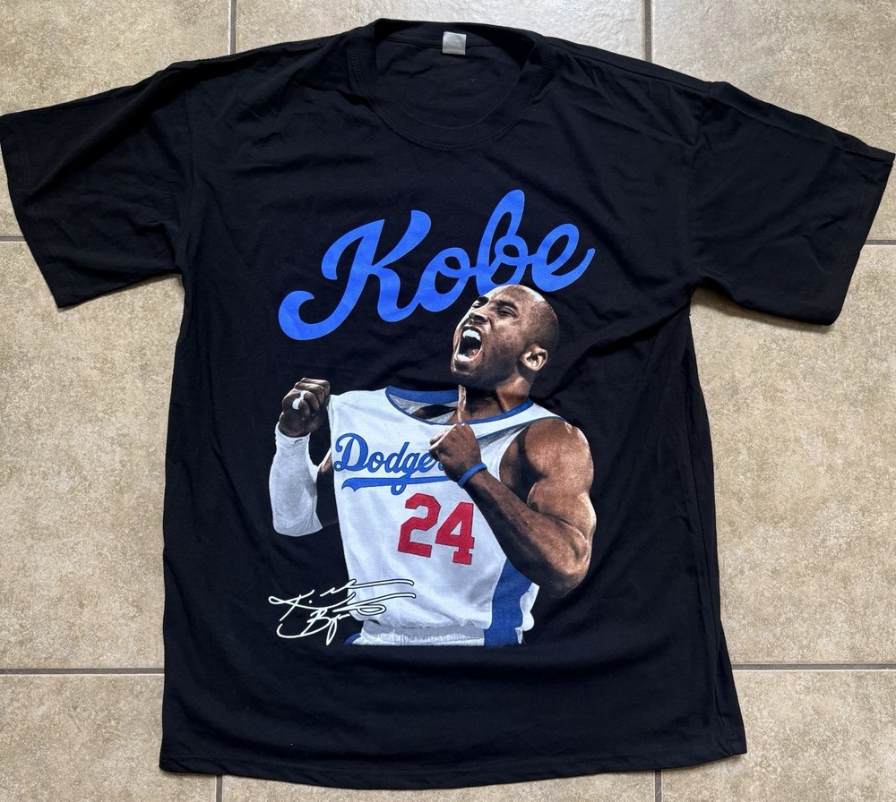 Kobe Bryant Dodgers Shirt Size XL Los Angeles Black Tee New FAST SHIPPING